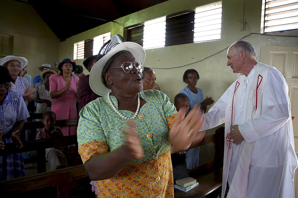 Jamaica. Congregation during sunday mass in the catholic church at seaford town