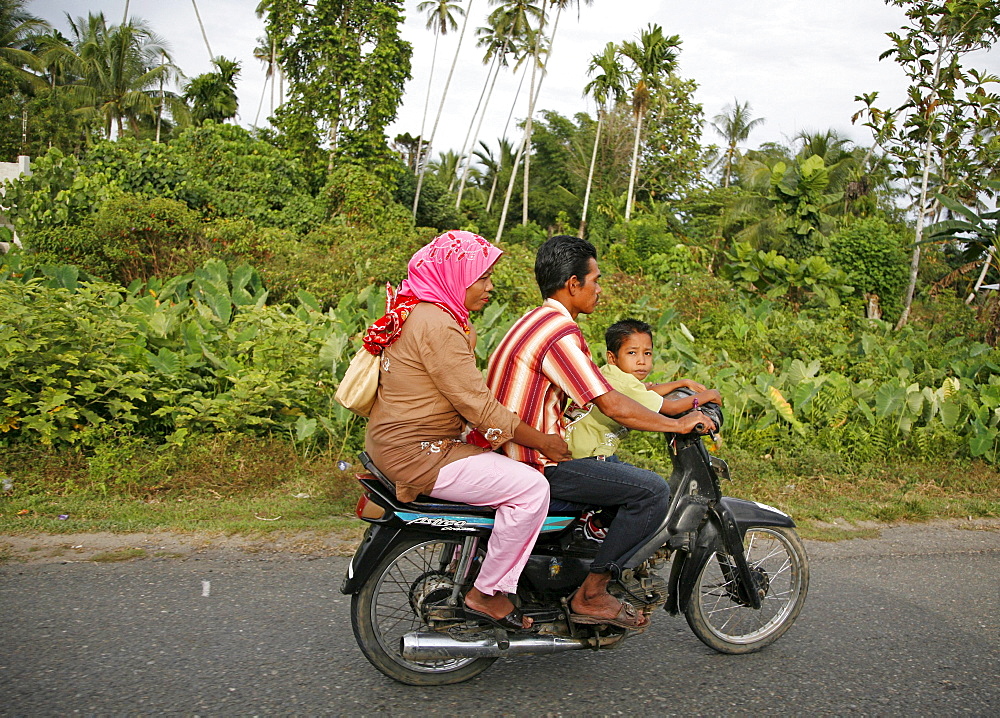 Indonesia transport by motor-cycle, meulaboh, aceh, two years after the tsunami