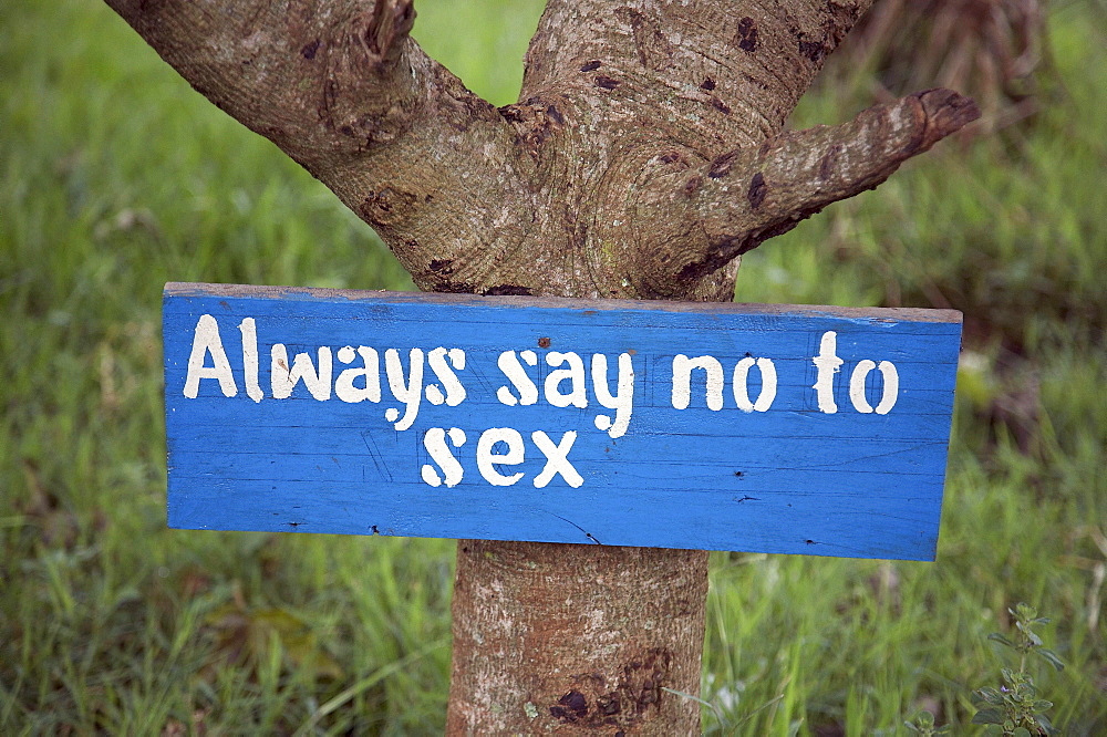 Uganda the kyayaaye roman catholic primary school in kayunga district. say no to sex sign