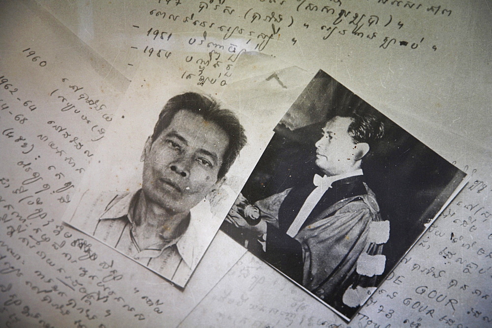 Cambodia tuol sleng museum and former prison and torture chambers of the khmer rouge. phnom penh. photographs of victims imprisoned, tortured and killed at the prison