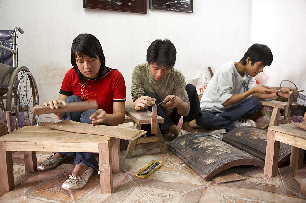 Vietnam awaken dreams workshop for mother-of-pearl inlay art