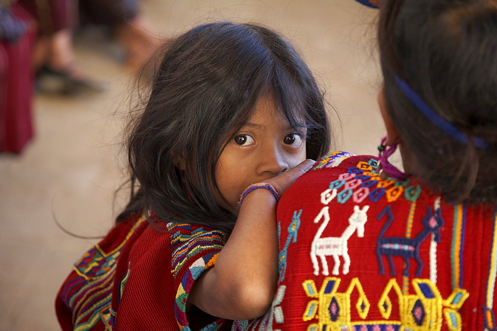 Guatemala mayan indian girl of chajul, el quiche, wearing her traditional dress