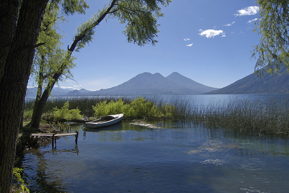 Guatemala lake atitlan in early morning, taken from san pedro la laguna.