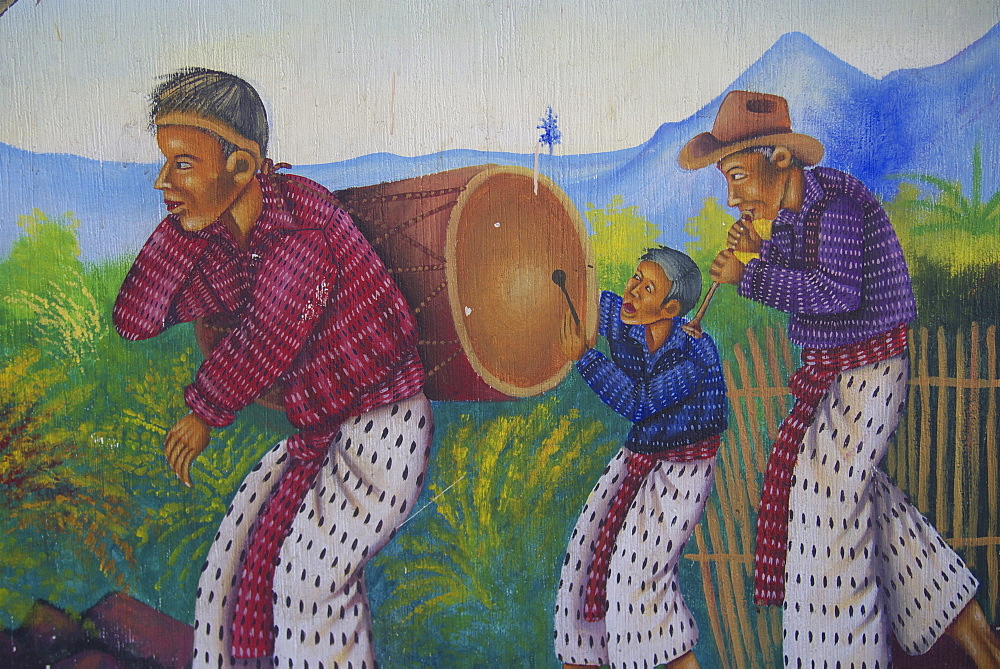 Guatemala murals depicting mayan way of life, san juan la laguna.