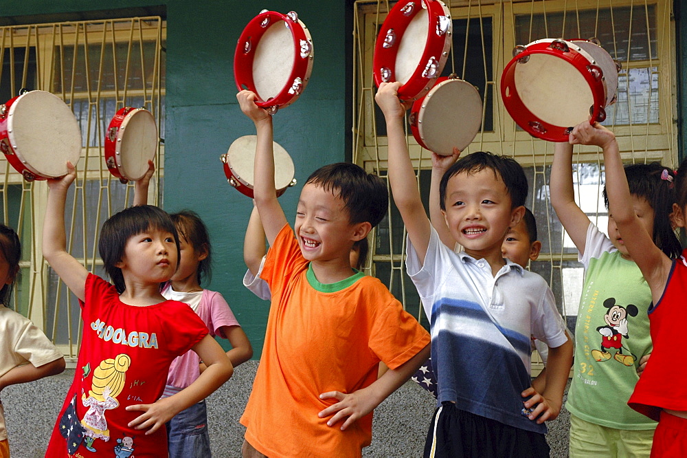 Education, taiwan. A school for children with special needs, tainan. Children at the school acting a play