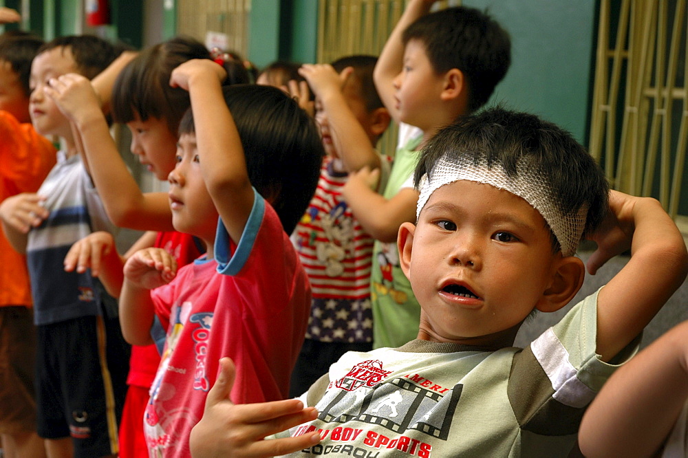 Education, taiwan. A school for children with special needs, tainan. Children at the school acting a play