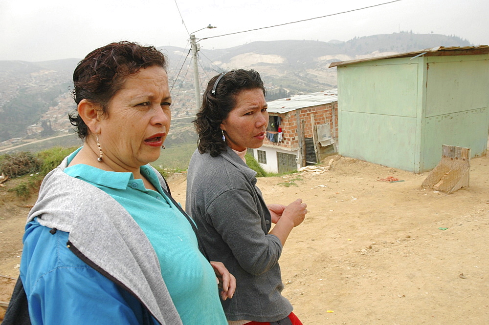 Colombia residents of the sprawling slum development at altos de cazuca, bogota