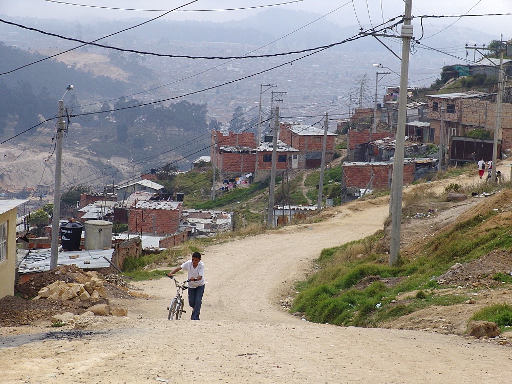 Colombia sprawling slum development at altos de cazuca, bogota