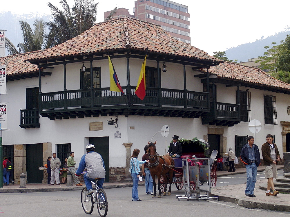 Colombia sunday in la candelaria, bogota, when the streets are closed to motor traffic and opened for cyclists until 2 pm