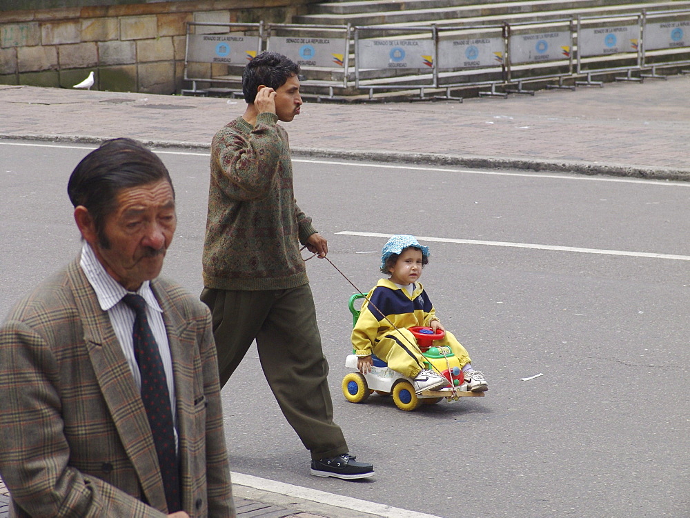 Colombia sunday in la candelaria, bogota, when the streets are closed to motor traffic and opened for cyclists until 2 pm