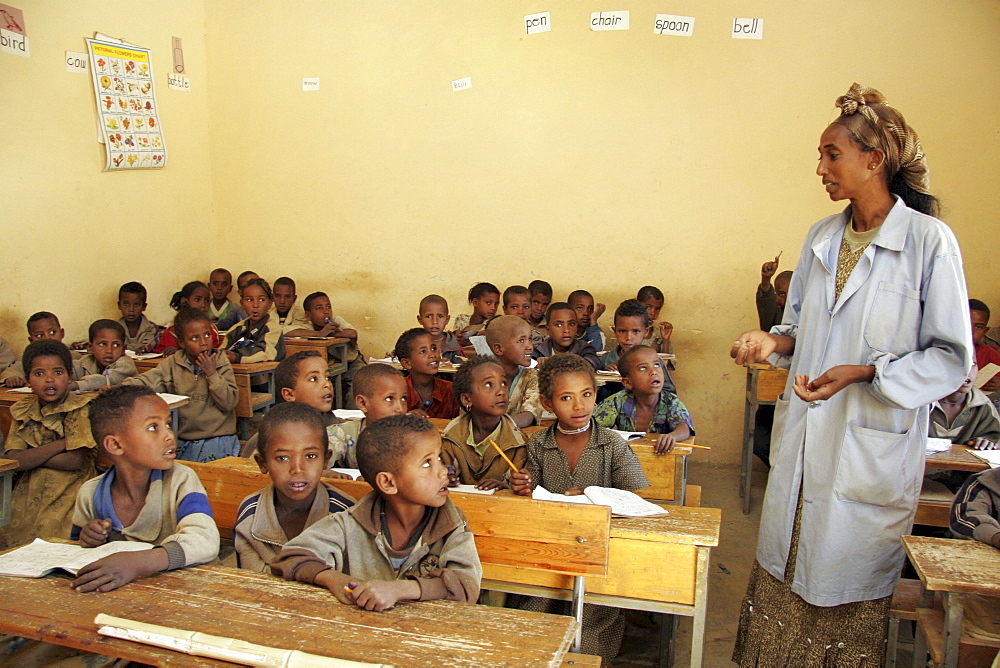 Ethiopia classroom of sebia catholic elementary school, tigray