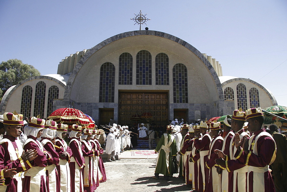 Ethiopia festivities in front of saint mary of zion church, axum