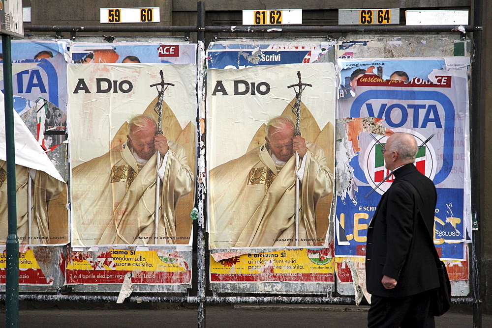 Italy the funeral of pope john paul ii at the vatican in rome, 8th april 2005. Poster featuring the pope