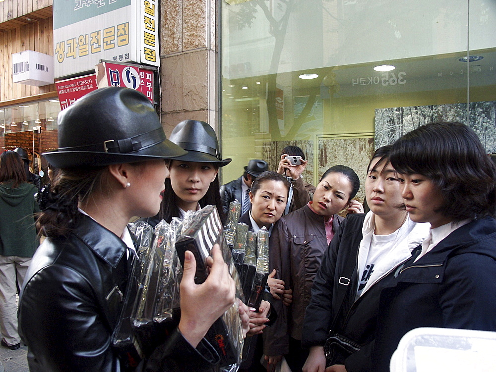 Korea - sales promotion at fashionable shopping district, seoul