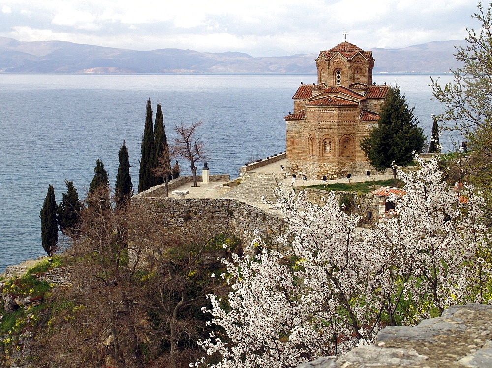 Macedonia (the former yugoslav republic of macedonia, fyrm) church of saint jovan kaneo. The town of ohrid on the shore of lake ohrid