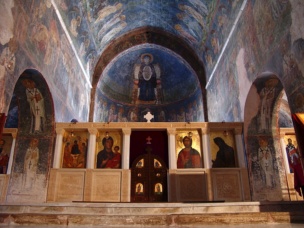 Macedonia (the former yugoslav republic of macedonia, fyrm) interior showing frescos of saint sofia orthodox church, ohrid