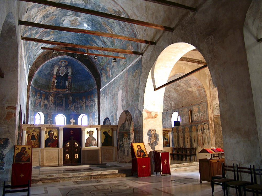 Macedonia (the former yugoslav republic of macedonia, fyrm) interior showing frescos of saint sofia orthodox church, ohrid