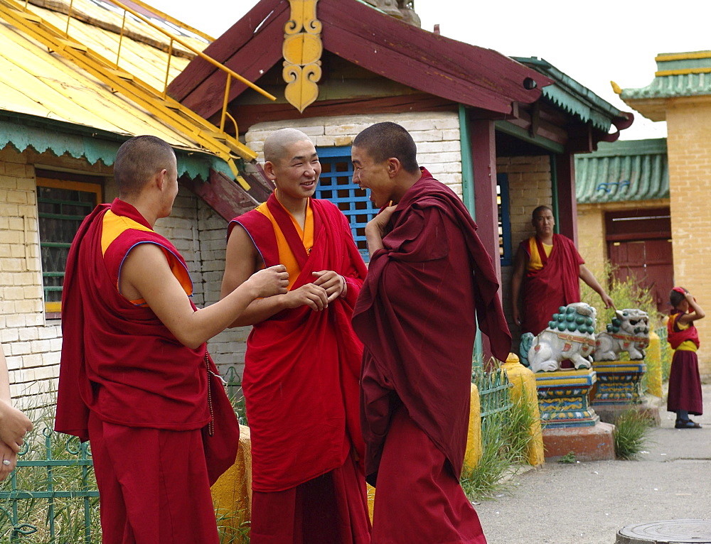 Mongolia buddhist monks at gandan monastery, ulaan baatur