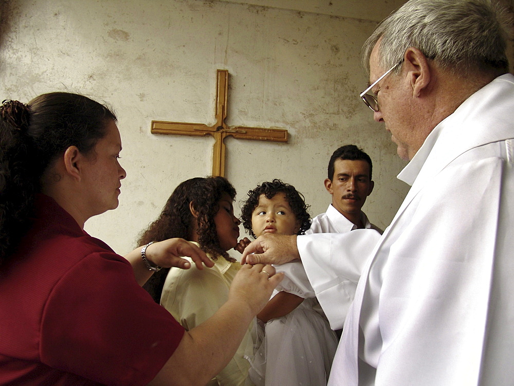 Nicaragua baptism of a girl, catholic church of rancho grande