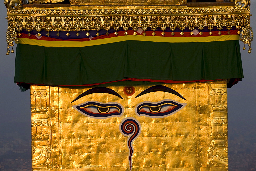 A view of Swayambhu Stupa with full moon marks the 2554 years of Lord Gautam Buddha's birth. Nepalese and Tibetan pilgrims lit lamp at the Stupa with the hopes of peace in country. Despite of the on going political turmoil about non-formation of Constitution, Buddha Jayanti (Buddha's birthday) was celebrated throughout the nation in peace. Kathmandu, Nepal. 2010-May-27