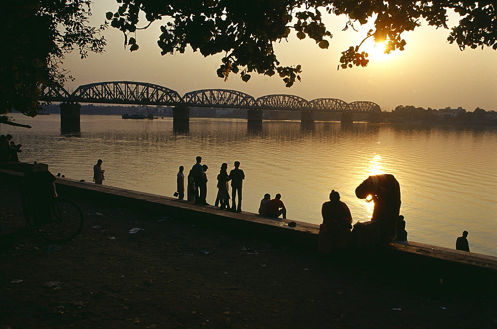 Howra bridge in sunset. Calcutta, india