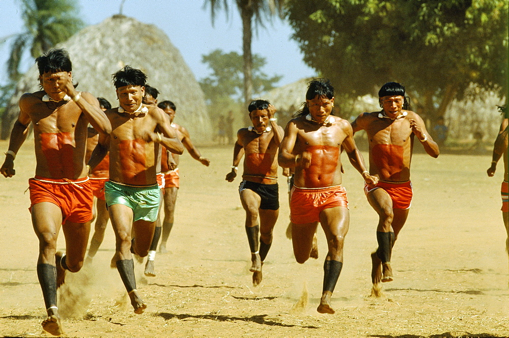 Xavante indian tribesmen, brazil