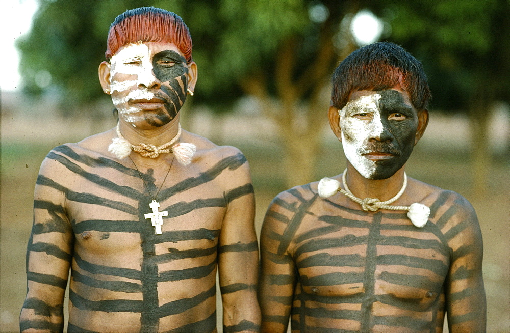 Xavante indian tribesmen, brazil