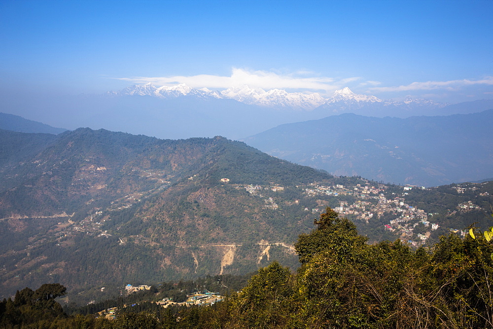 View of Kanchenjunga from Hanuman Tok temple, Sikkim, Himalayas, India, Asia