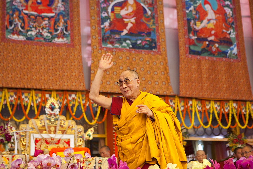 Tibetan spiritual leader hh dalai lama. Kalachakra initiation in bodhgaya, india  