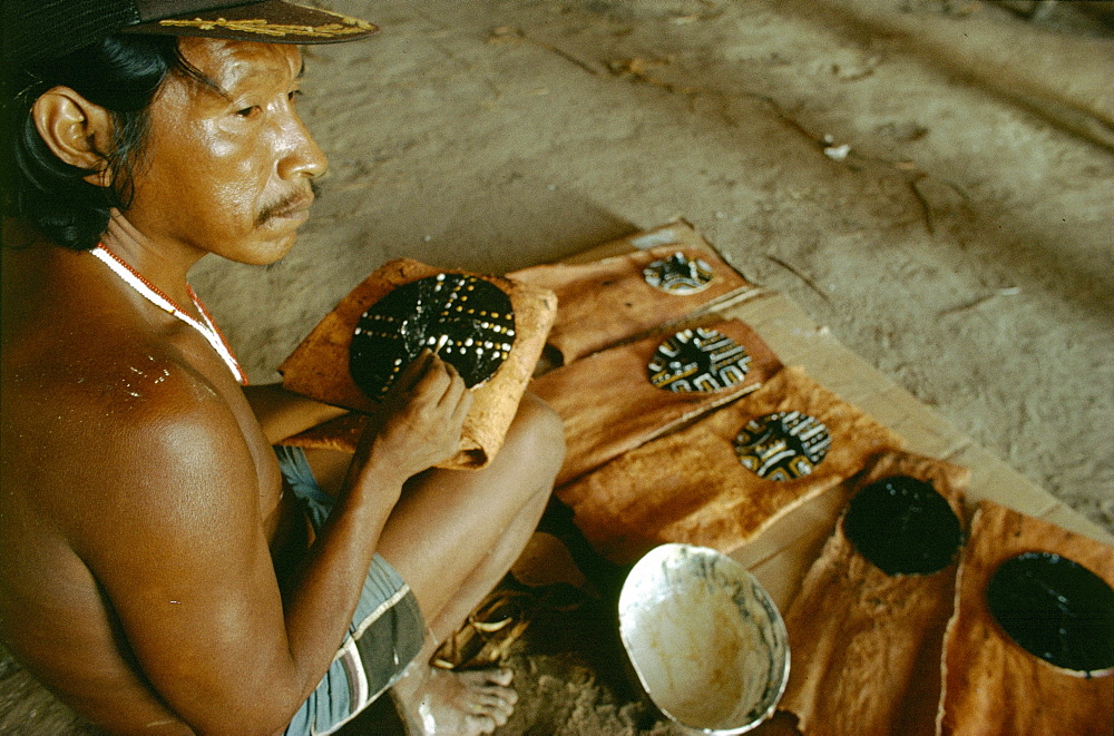 Makuna-colombian shamans making shaman mask, 