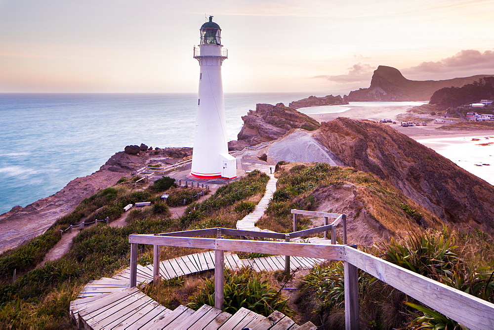 Castlepoint Lighthouse, Castlepoint, Wellington Region, North Island, New Zeland, Pacific