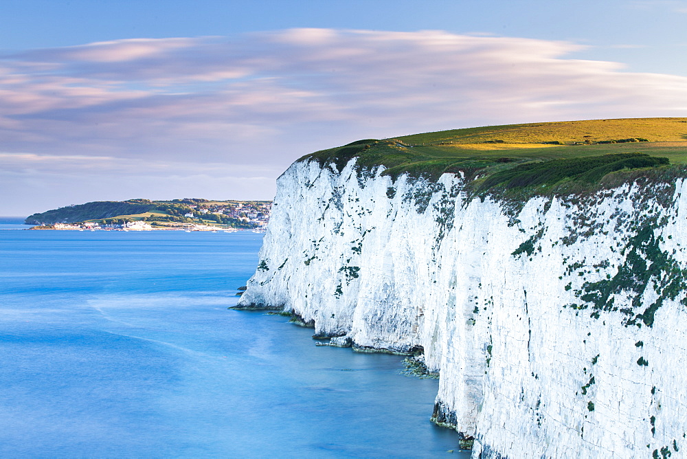 White Chalk cliffs near Old Harry Rocks, Jurassic Coast, UNESCO World Heritage Site, Dorset, England, United Kingdom, Europe