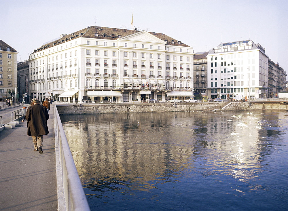 Hotel Des Bergues beside lake, Geneva, Switzerland, Europe