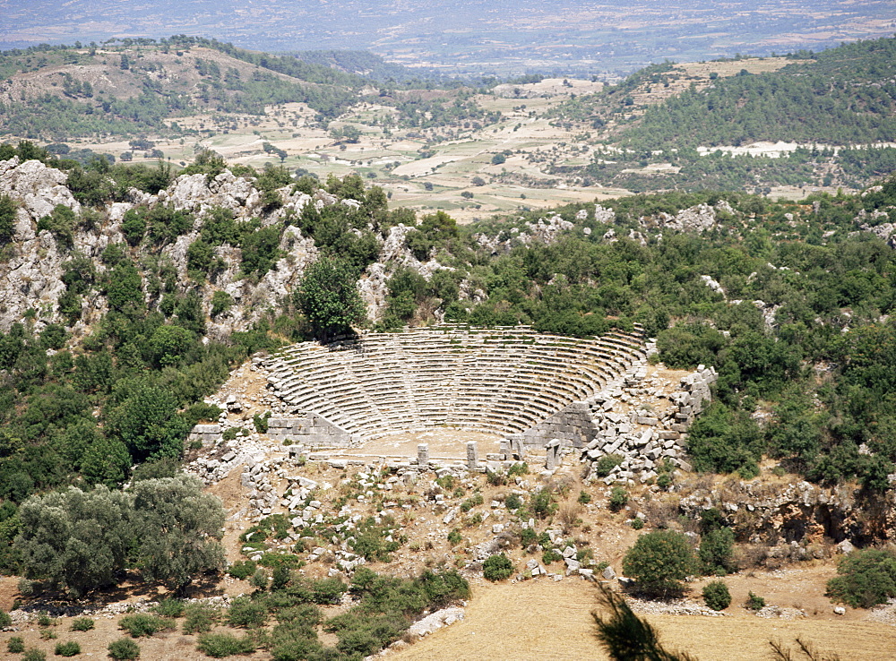 Greek style theatre at Lycian city of Pinara, near Kemer, Mugla province, Anatolia, Turkey, Asia Minor, Eurasia