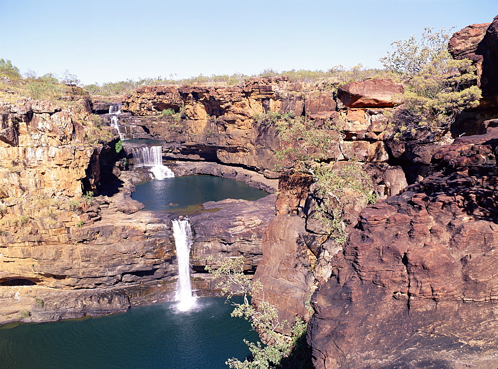 Complete view of all four stages of the Mitchell Falls, Kimberley, Western Australia, Australia, Pacific