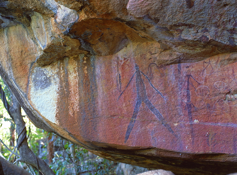 Aboriginal paintings on rock, below Little Mertens Falls, Kimberley, West Australia, Australia, Pacific