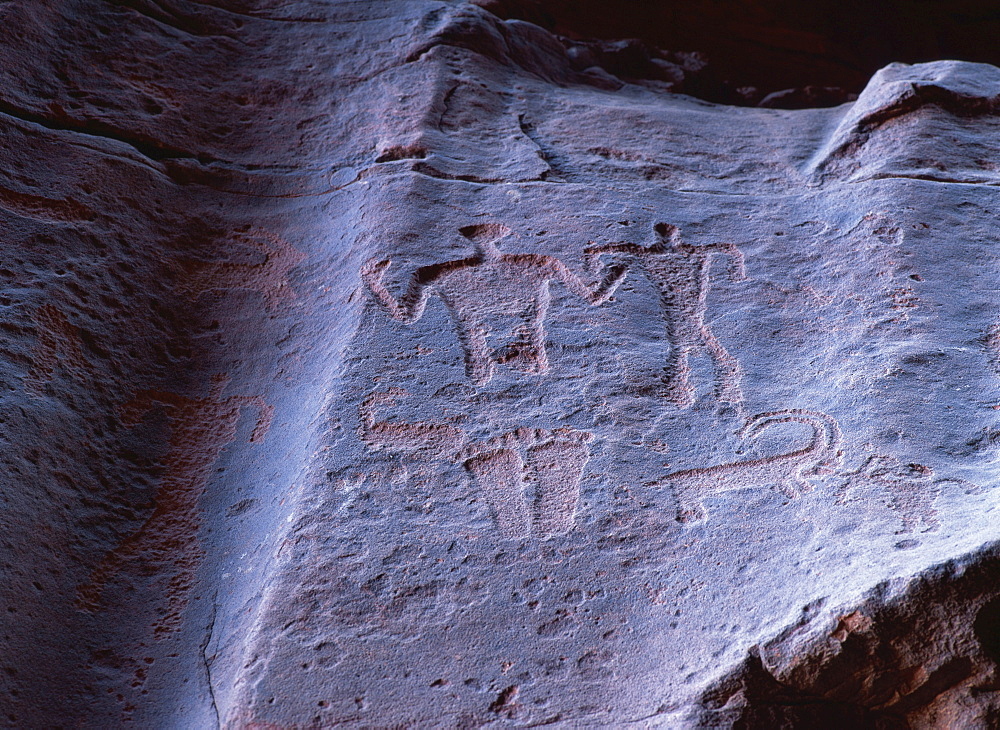 In canyon of Jebel Khazali, south of Rum village, Wadi Rum, Jordan, Middle East