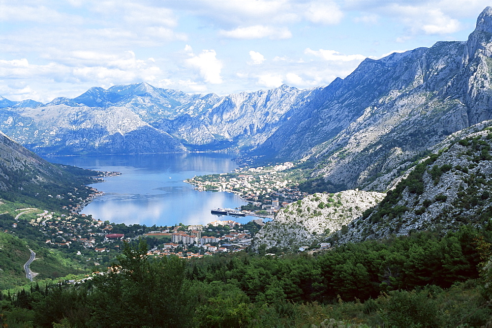 Fjord and town of Kotor, the old town is a UNESCO World Heritage Site, northern Montenegro, Europe