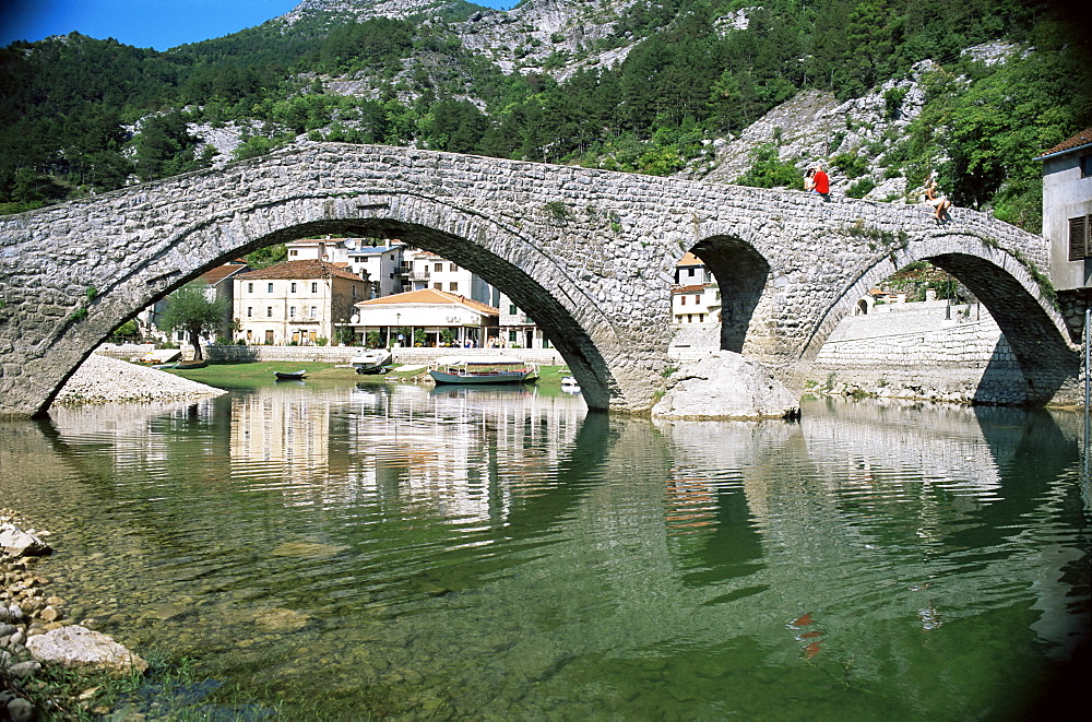 Bridge at Rijeka Crnojevica, a former royal summer resort, near Cetinje, Montenegro, Europe