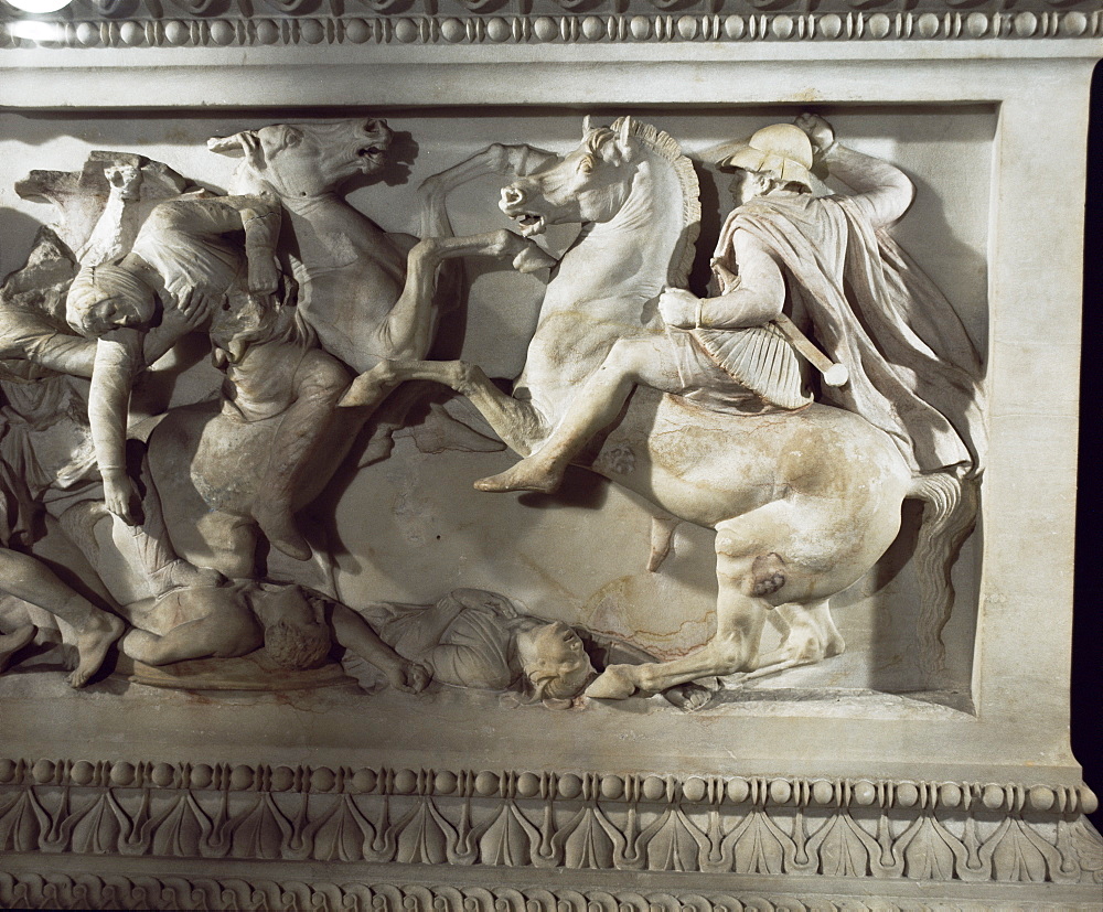 Detail of the sarcophagus of Alexander the Great, Istanbul Museum, Turkey, Europe, Eurasia