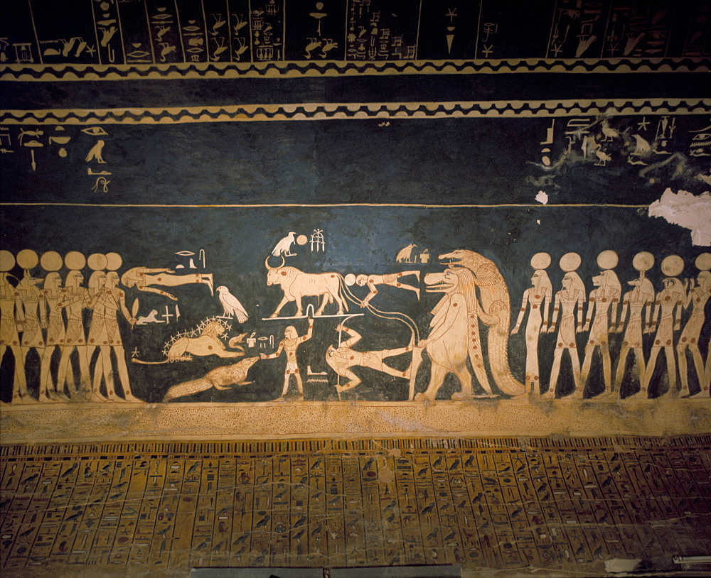 Interior, tomb of the pharaoh Sethi I, Valley of the Kings, Thebes, Egypt, North Africa, Africa