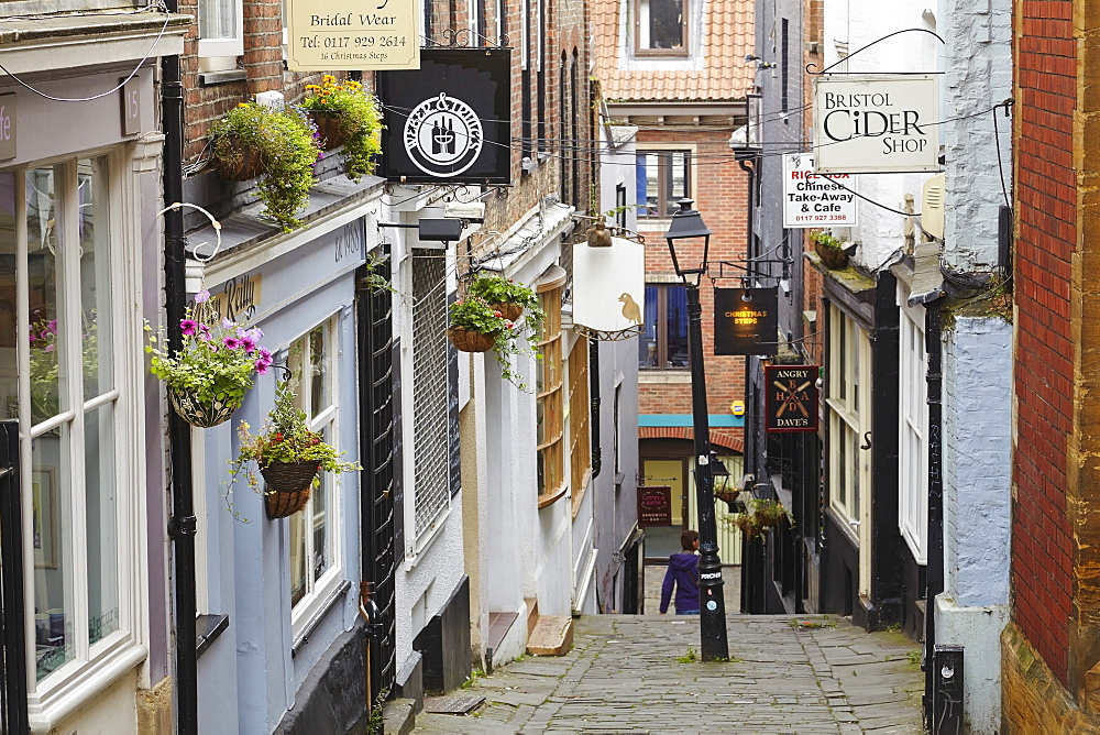 Medieval buildings on Christmas Steps, Bristol, England, United Kingdom, Europe