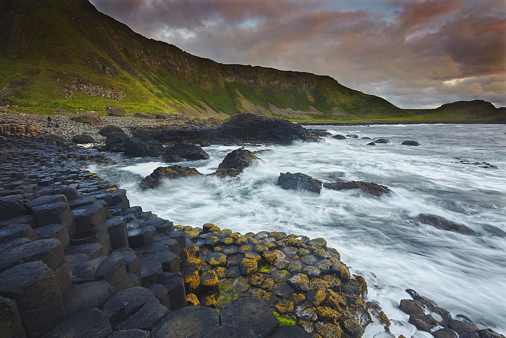 An evening view of the Giant's Causeway, UNESCO World Heritage Site, County Antrim, Ulster, Northern Ireland, United Kingdom, Europe