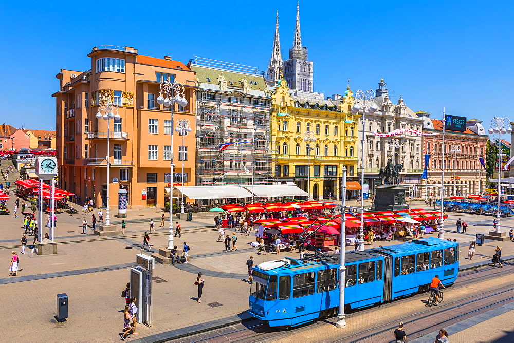 View of Ban Jelacic Square, Zagreb, Croatia, Europe