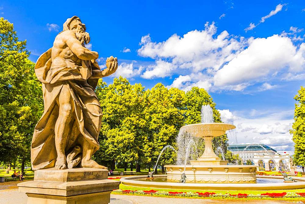 Statue in Saxon Garden, Warsaw, Poland, Europe