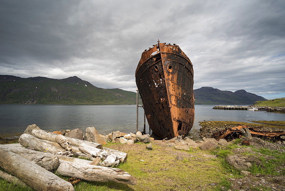 Abandoned boat, Djupavik, Strandir Coast, Westfjords, Iceland, Polar Regions