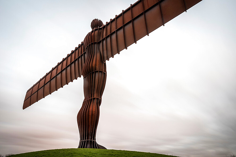 Antony Gormley's Angel of the North at sunset, Gateshead, Tyne and Wear, England, United Kingdom, Europe