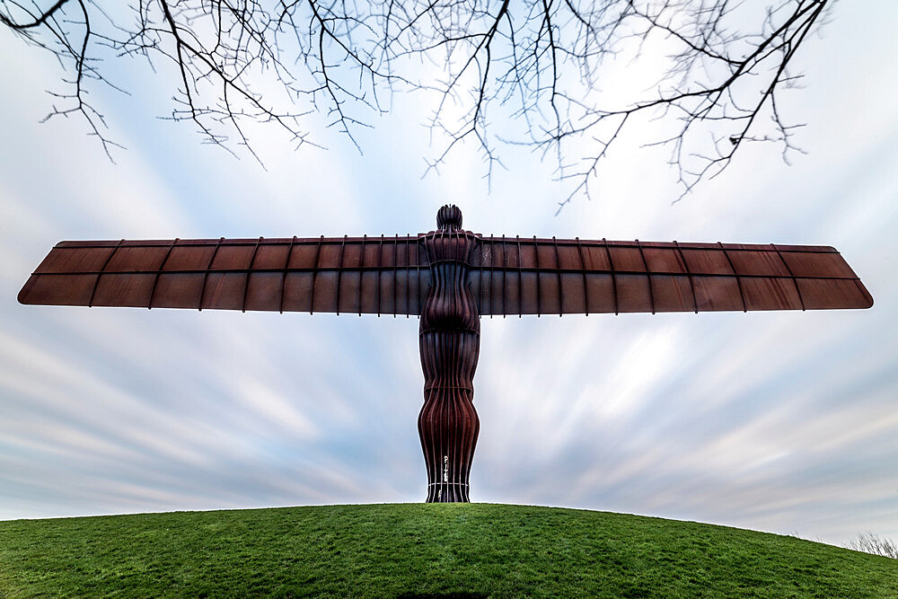 Antony Gormley's Angel of the North at sunset, Gateshead, Tyne and Wear, England, United Kingdom, Europe