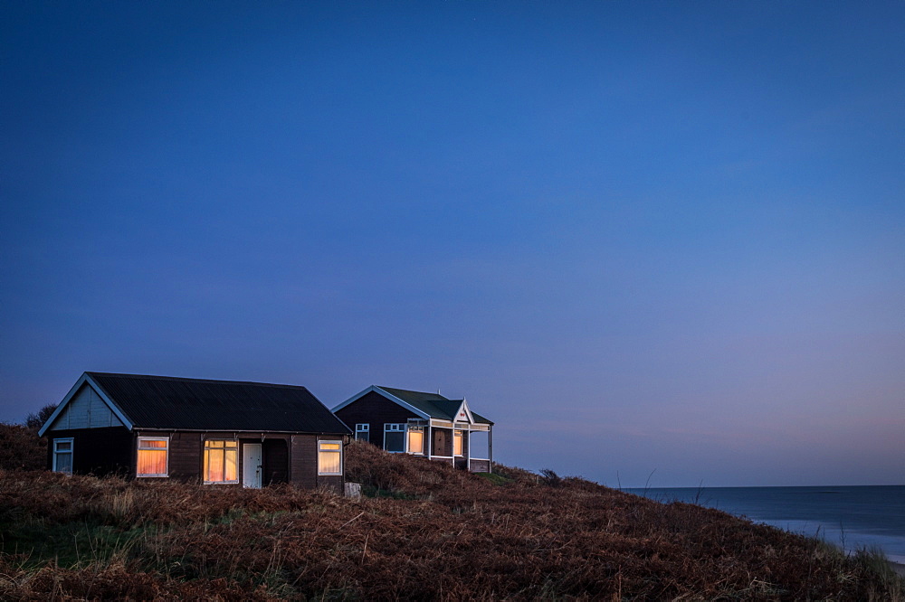 Beach huts, Embleton Bay, Northumberland, England, United Kingdom, Europe