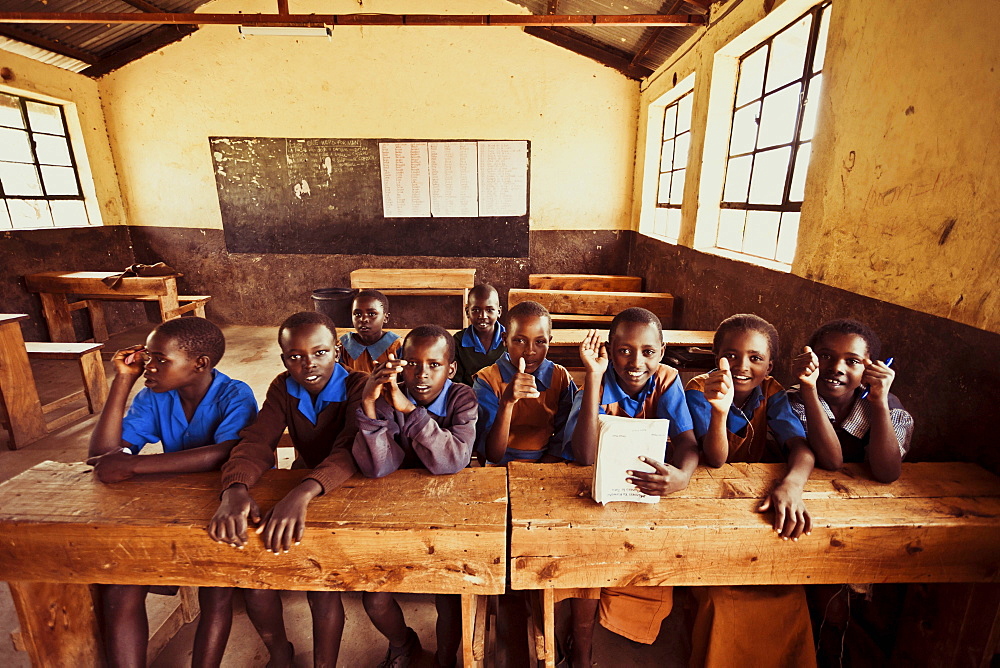 Primary school of the Leparua people, providing education as well as medication, Kenya, East Africa, Africa